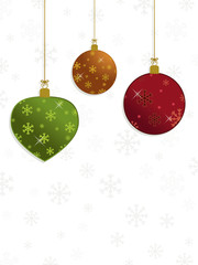 green gold and red christmas baubles