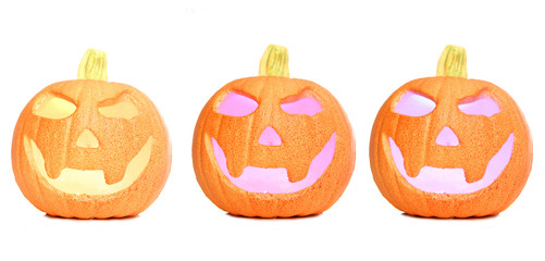 Three halloween pumpkins