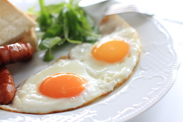 Egg sunny side up for breakfast