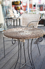 Wicker coffee table.