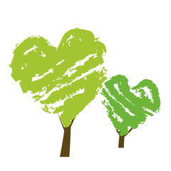 Bäume in Herzform als Symbol für ökologische Nachhaltigkeit