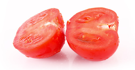 slices tomato isolated on white