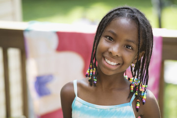 Close up of African girl smiling