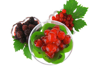 served berrys in transparent glass