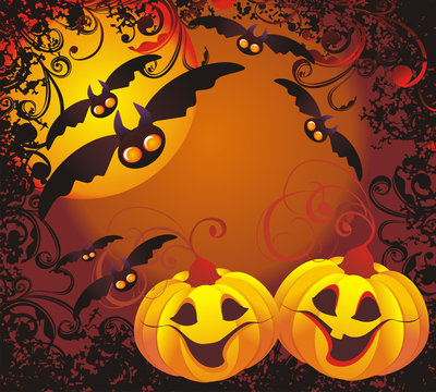 Vector halloween background. Jack-o-lantern.