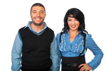 Casual smiling business people