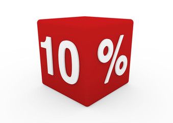 3D Sale Würfel 10 % rot