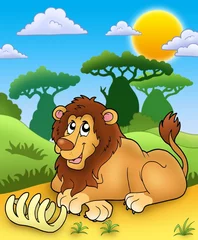Cercles muraux Zoo Lion mignon avec os
