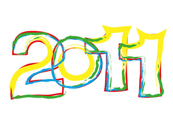 Vector illustration of  2011 year number painted