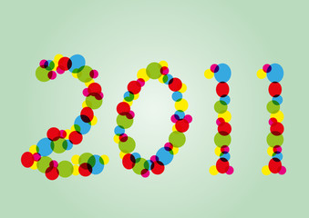 Vector of 2011 Happy New Year of multicolored circles