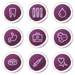 Medicine web icons set 1, purple stickers series