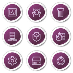 Internet security web icons, purple stickers series