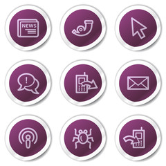 Internet web icons set 2, purple stickers series