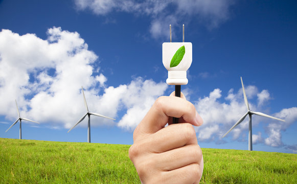 hand hold eco power plug and Wind turbines