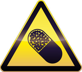 Yellow Medication Warning Sign - obrazy, fototapety, plakaty