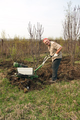 Adult man  plowing