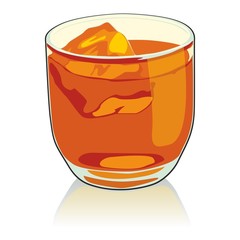 fully editable vector illustration whiskey glass