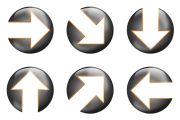 glossy arrow icons silver