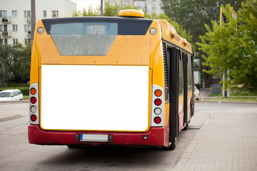 Blank billboard on back of bus - 26096394