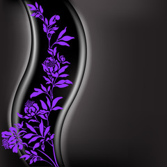 Black background with lilac branch