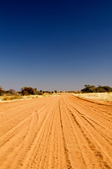 Fototapeta na wymiar Gravel road in Namibia on our way to Soussuvlei