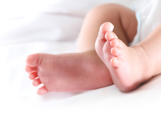 Close up of newborn baby feet