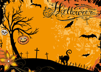 Halloween, Hintergrund, grunge, background, vector