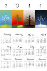 Fototapeta na wymiar Calendar with abstract trees