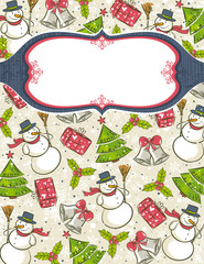 grunge background with christmas elements, vector