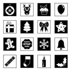 black and white  christmas icons