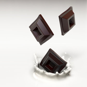 Cubetti di cioccolato nel latte