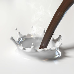 Caffè caldo versato nel latte
