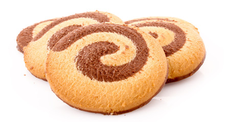Chocolate cookies isolated on white