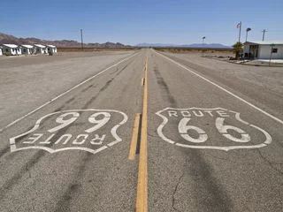 Crédence de cuisine en verre imprimé Route 66 Route 66 Désert de Mojave