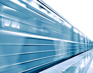 Train on underground platform