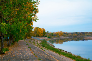 Autumn landscape with river