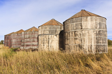 Fototapeta na wymiar Wooden Grain Storage Bins