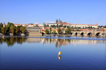 Fototapeta na wymiar Prague with gothic Castle above River Vltava, Czech Republic