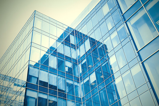 blue modern business buildings