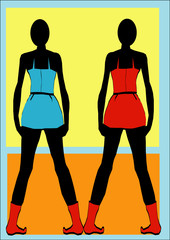 due donne in corto rosso e azzurro