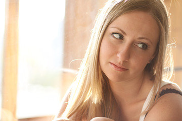 Closeup portrait of a cute young woman