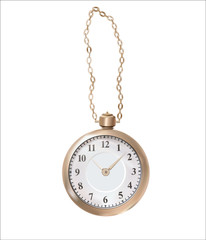 retro-styled gold clock with chain