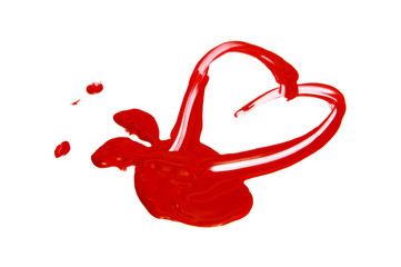 a heart drawn with red paint on a white background