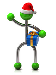 Abstract santa claus with gift