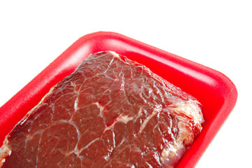 beef meat on tray