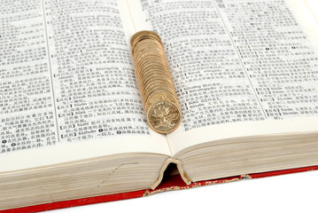 coins with book