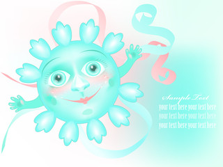 Postcard with blue snowflake character