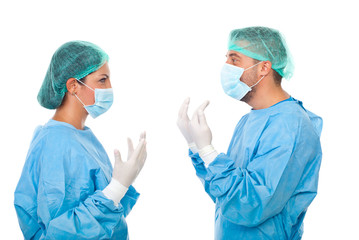 Surgeons conversation before surgery