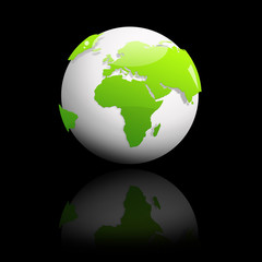 World Globe on black background