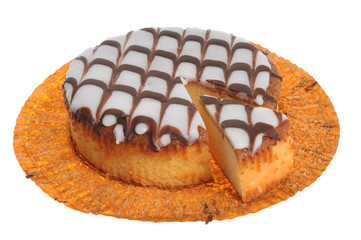 Delicious chocolate cake isolated on white background